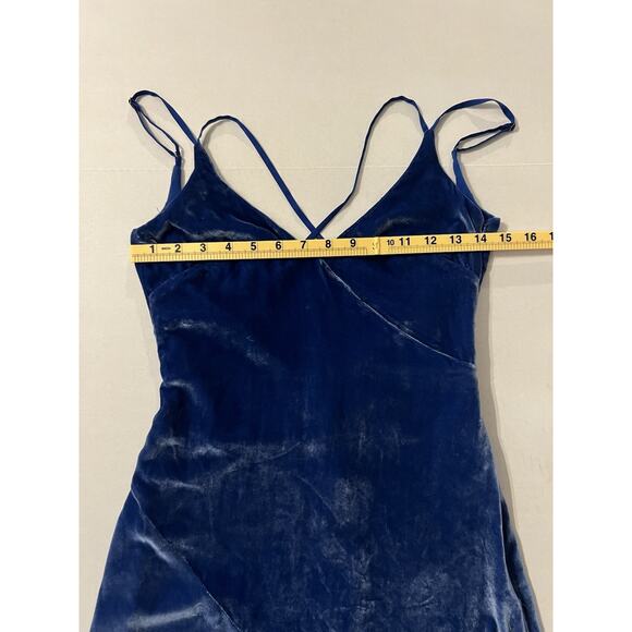 For Love & Lemons | NWT Nadine Velvet Side Slit Maxi Strappy Blue Dress - XS - Picture 9 of 11